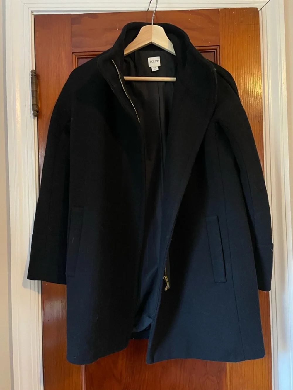 J. Crew Black Wool Peacoat with Zip Closure - Picture 1 of 3